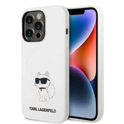 Husa Karl Lagerfeld Silicone Choupette pentru iPhone 14 Pro Max - Alb