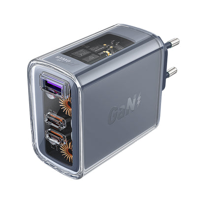 Incarcator Acefast Gan 65W 3 Ports (1xUSB, 2xUSB C) Gri (A45)