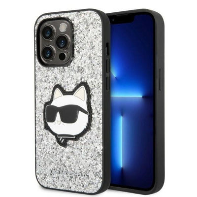 Husa Karl Lagerfeld Klhcp14lg2cps iPhone 14 Pro 6.1" Argintiu/Argintiu Hardcase Glitter Choupette Patch