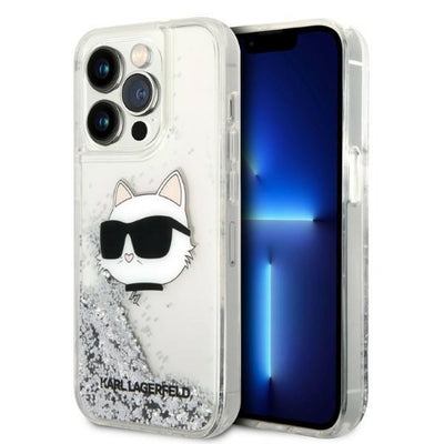 Husa Karl Lagerfeld iPhone 14 Pro 6.1" Argintiu/Argintiu Hardcase Glitter Choupette Head