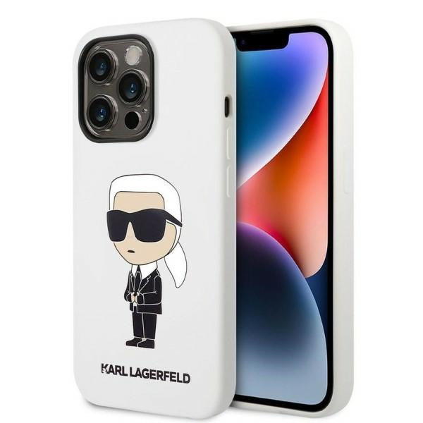 Husa Karl Lagerfeld iPhone 14 Pro 6.1" Hardcase Alb/Alb Silicone Ikonik