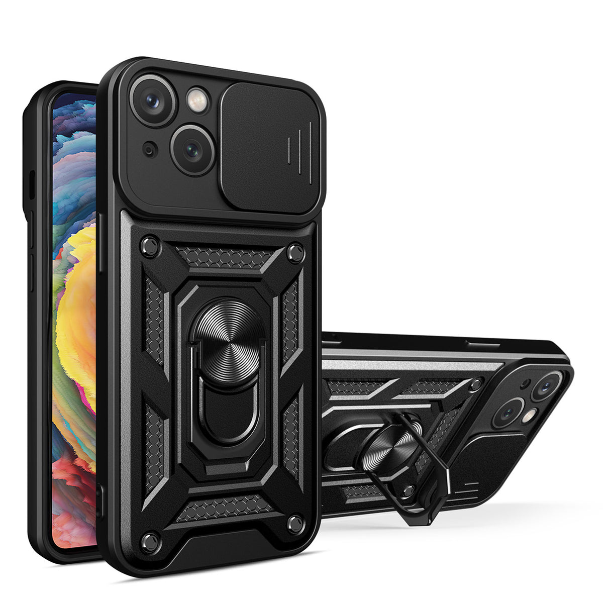 Husa Hybrid Armor Camshield pentru Realme 10 Pro+ Armored Cover cu Camera Cover Negru