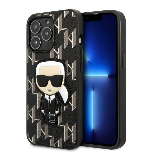 Husa Karl Lagerfeld iPhone 13 Pro / 13 6.1" Hardcase Negru/Negru Monogram Ikonik Patch