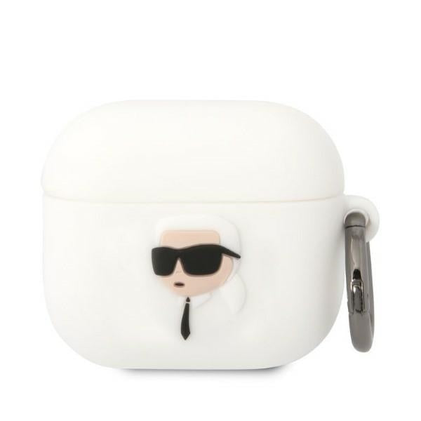 Husa Karl Lagerfeld AirPods 3 Cover Alb/Alb Silicone Karl Head 3D