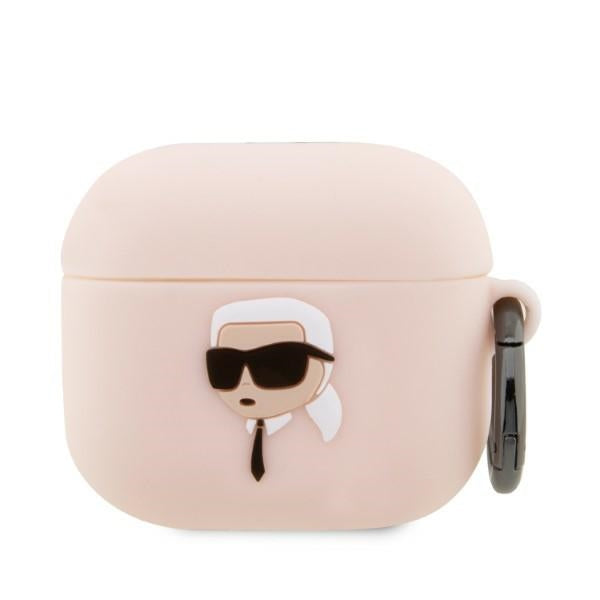 Husa Karl Lagerfeld AirPods 3 Cover Roz/Roz Silicone Karl Head 3D