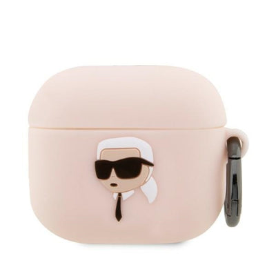 Husa Karl Lagerfeld AirPods 3 Cover Roz/Roz Silicone Karl Head 3D