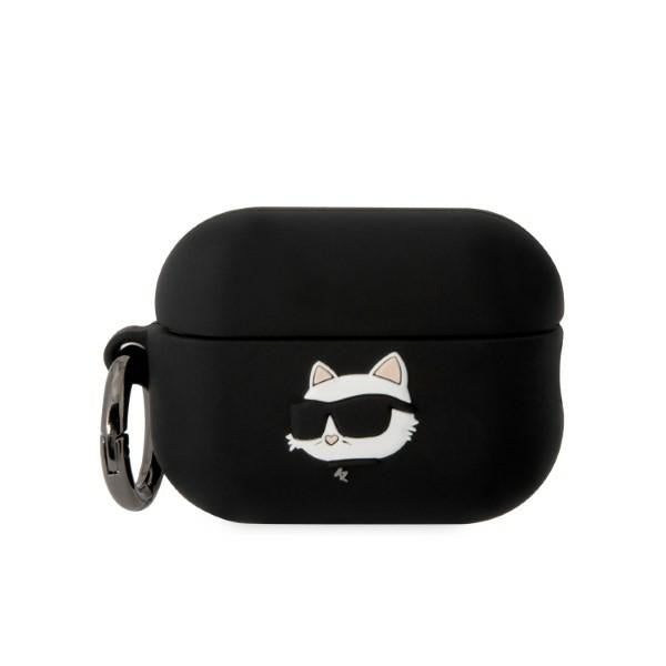 Husa Karl Lagerfeld AirPods Pro 2 Cover Negru/Negru Silicone Choupette Head 3D