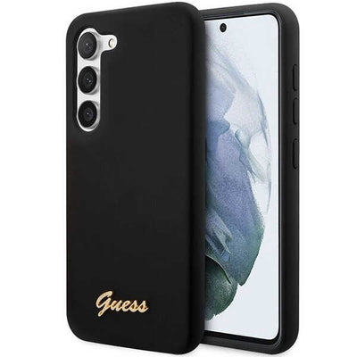 Husa Guess S23+ S916 Negru/Negru Hardcase Silicone Vintage Auriu Logo