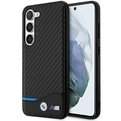 Husa BMW Leather Carbon pentru Samsung Galaxy S23+ - Negru