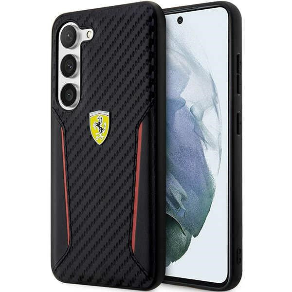 Husa Ferrari S23+ S916 Negru/Negru Hardcase Carbon Contrast Edges