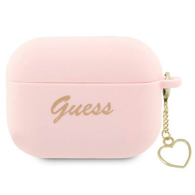 Husa Guess AirPods Pro 2 Cover Roz/Roz Silicone Charm Heart Collection