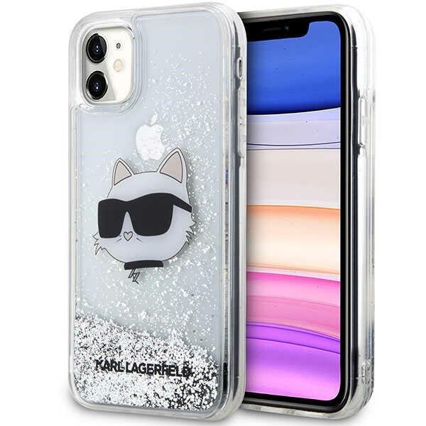 Husa Karl Lagerfeld iPhone 11/ XR Argintiu/Argintiu Hardcase Glitter Choupette Head