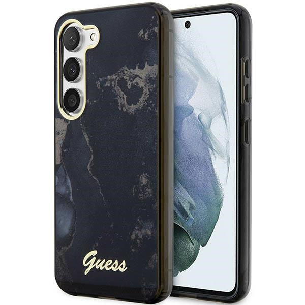 Husa Guess S23+ S916 Negru/Negru Hardcase Golden Marble Collection
