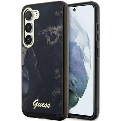 Husa Guess S23+ S916 Negru/Negru Hardcase Golden Marble Collection