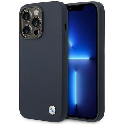 Husa BMW iPhone 14 Pro Max 6.7" Bleumarin/Navy Silicone Metal Logo Magsafe