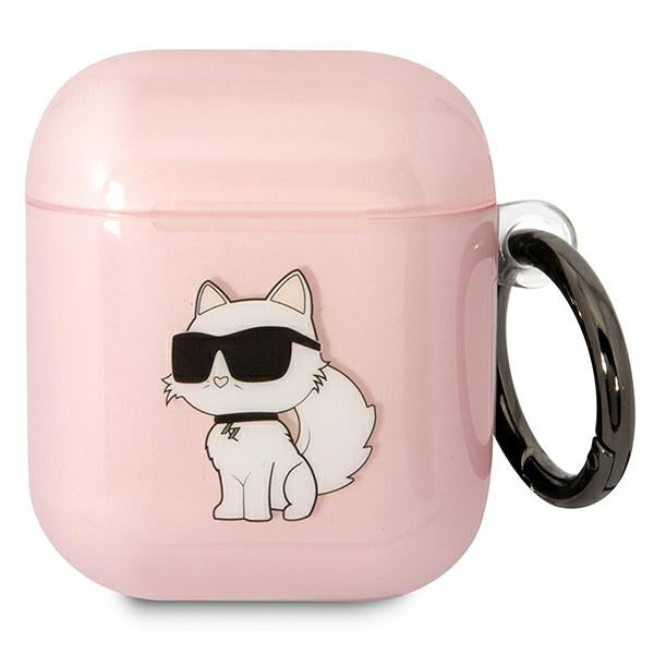 Husa Karl Lagerfeld AirPods 1/2 Cover Roz/Roz Ikonik Choupette