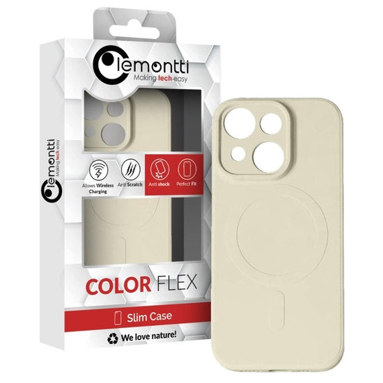 Lemontti Husa Silicon iPhone 15 Pro MagSafe Crem