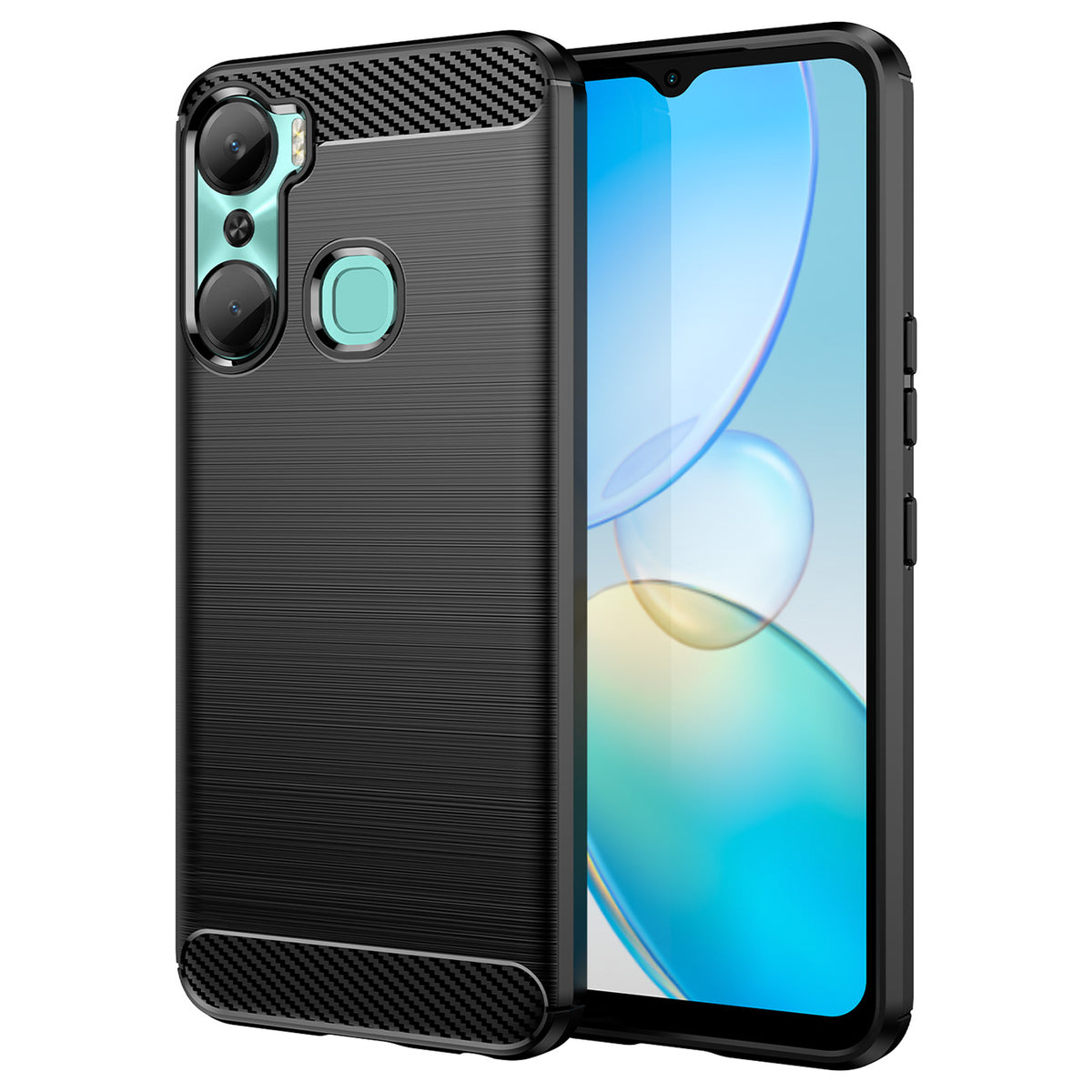 Husa Carbon pentru Infinix Hot 12 Pro Flexible Silicone Carbon Negru