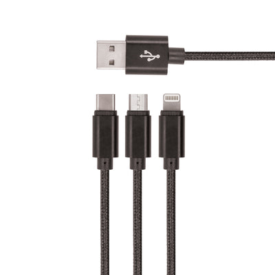 Cablu Setty 3in1 USB - Lightning + Usb-c + Microusb 1,0 M 2A Kn3w1-01 Negru