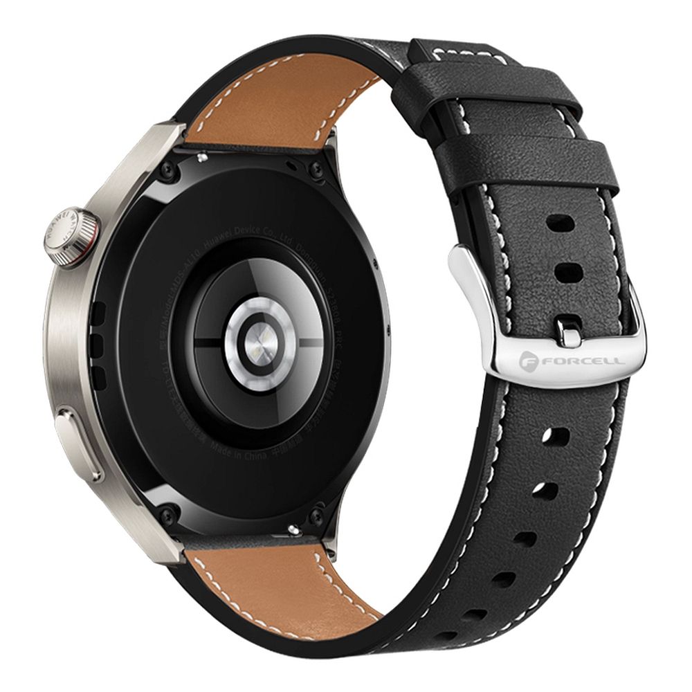 Curea Forcell To Samsung Galaxy Watch F-design Fs21 Holes Eco-friendly piele 20 Mm Negru