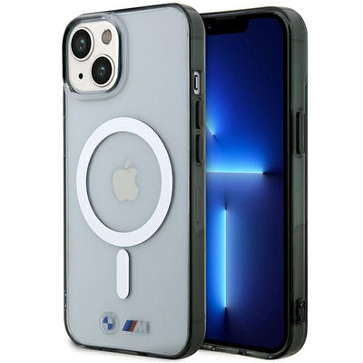 Husa BMW Argintiu Ring Magsafe pentru iPhone 14 Plus - Transparent