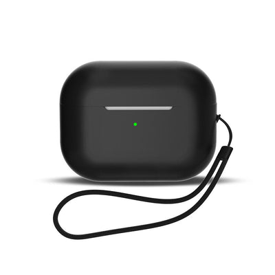 Husa Silicone pentru AirPods 1 / AirPods 2 + Wrist Curea Lanyard - Negru