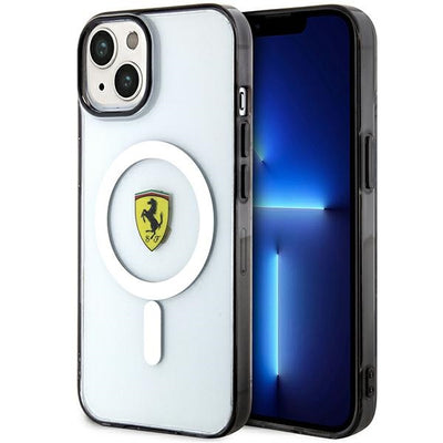 Husa Ferrari iPhone 14 6.1" Transparent/Transparent Hardcase Outline Magsafe