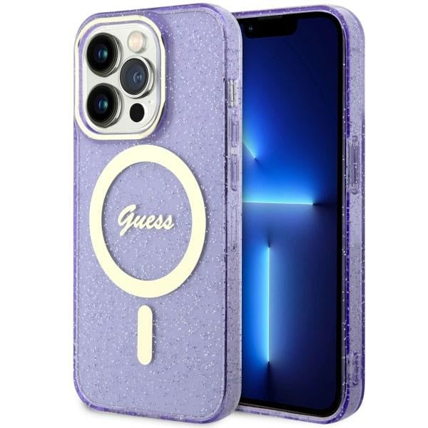 Husa Guess Guhmp14lhcmcgu iPhone 14 Pro 6.1" Mov/Mov Hardcase Glitter Auriu Magsafe