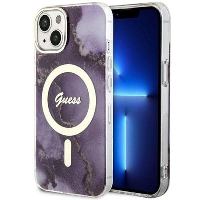Husa Guess iPhone 14 6.1" Mov/Mov Hardcase Golden Marble Magsafe