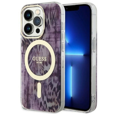Husa Guess iPhone 14 Pro Max 6.7" Roz/Roz Hardcase Leopard Magsafe