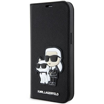 Husa Karl Lagerfeld iPhone 14 Pro 6.1" Bookcase Negru/Negru Saffiano Karl & Choupette