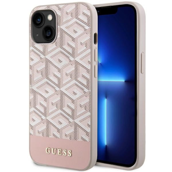 Husa Guess iPhone 14 Plus 6.7" Roz/Roz Hard Gcube Stripes Magsafe