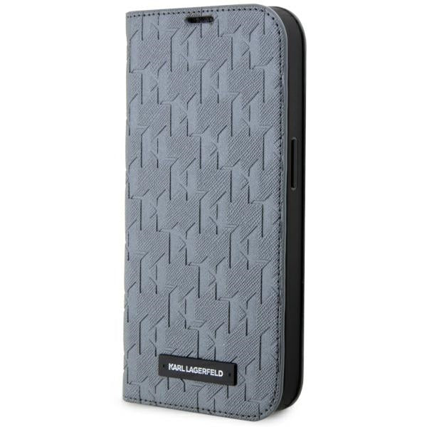 Husa Karl Lagerfeld iPhone 14 Pro 6.1" Bookcase Argintiu/Argintiu Saffiano Monogram