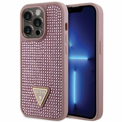 Husa Guess iPhone 14 Pro 6.1" Roz/Roz Hardcase Rhinestone Triangle