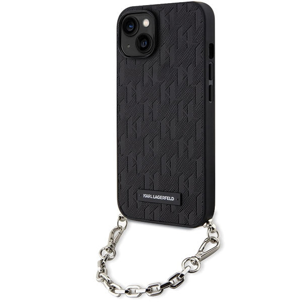 Husa Karl Lagerfeld iPhone 14 6.1" Negru/Negru Hardcase Saffiano Monogram Chain
