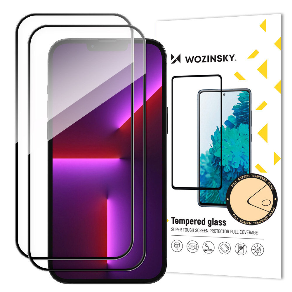 Folie 2pcs ecran complet sticla cu Frame Husa Friendly Wozinsky Full Glue iPhone 15 - Negru
