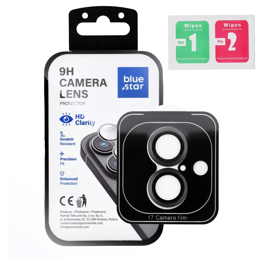 Folie Albastru Star sticla camera pentru iPhone 17 Easy Install Negru