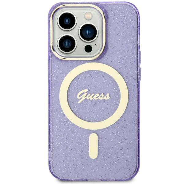 Husa Guess Guhmn61hcmcgu iPhone 11 / Xr 6.1" Mov/Mov Hardcase Glitter Auriu Magsafe