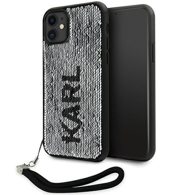 Husa Karl Lagerfeld iPhone 11 / Xr 6.1" Argintiu/Argintiu Hardcase Sequins Cord