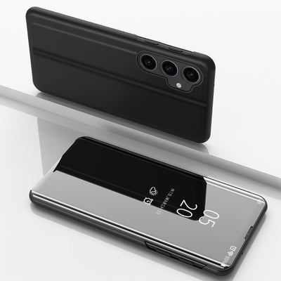 Husa Hard Flip pentru Samsung Galaxy S23 FE Transparent View - Negru