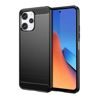 Husa Flexible Carbon Pattern pentru Xiaomi Redmi 12 Carbon - Negru