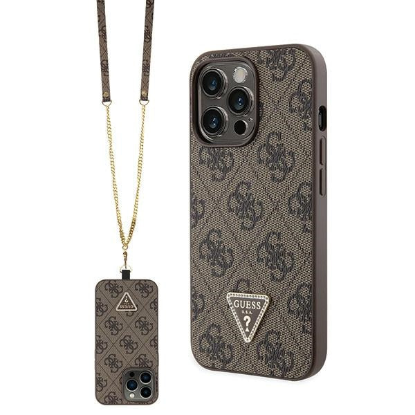 Husa Guess Guhcp13lp4tdscpw pentru iPhone 13 Pro / 13 - Maro Crossbody 4G Metal Logo