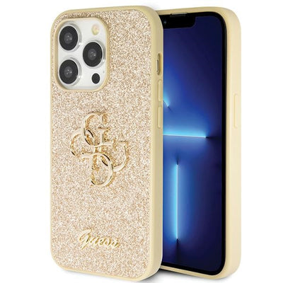 Husa Guess Guhcp14lhg4sgd pentru iPhone 14 Pro - Auriu Glitter Script Big 4G