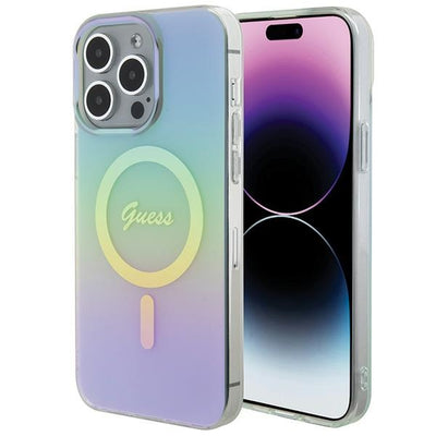 Husa Guess IML Iridescent Magsafe pentru iPhone 15 Pro - Turquoise