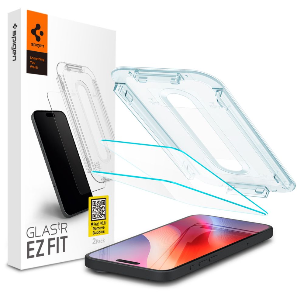 Folie Spigen Glas.tr EZ Fit sticla pentru iPhone 15 / 16 - 2 Pcs.