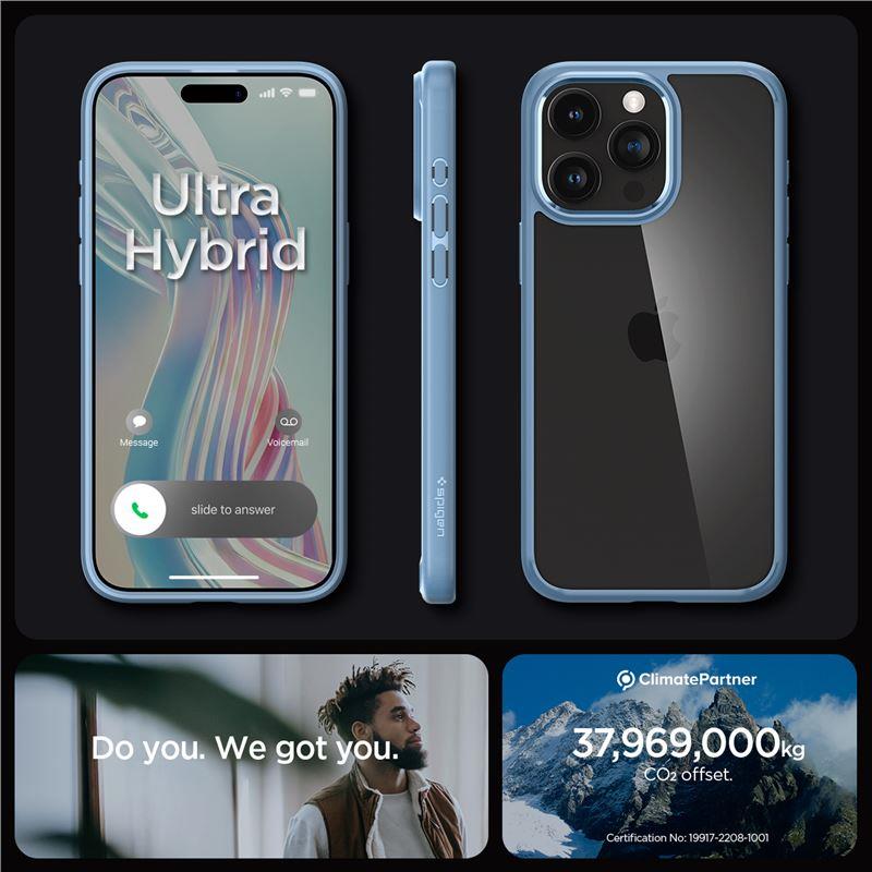 Husa Spigen Crystal Hybrid pentru iPhone 15 Pro Max - Transparent Albastru
