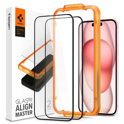 Folie Spigen ALM Glass FC sticla pentru iPhone 15 Plus - Negru 2 Pcs.
