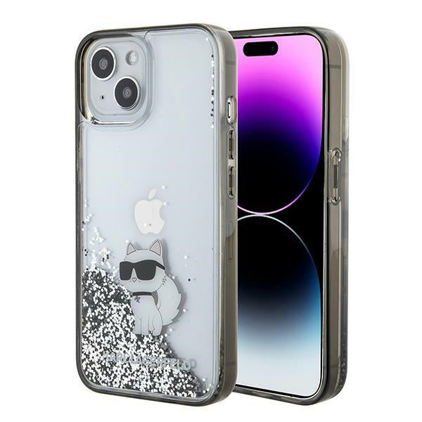 Husa Karl Lagerfeld Liquid Glitter Choupette pentru iPhone 15 - Transparent