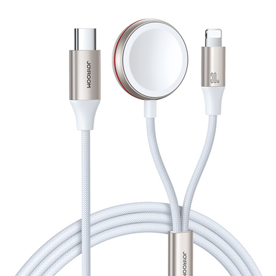 Cablu Joyroom 2 In 1 Lightning And Inductive Incarcator pentru Apple Watch 1.5m Alb (S-iw012)