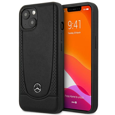 Husa Mercedes iPhone 15 Plus 6.7" Negru/Negru Hardcase Leather Urban